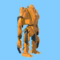 Game Movie Character Orange Mechanical Robot With Armor Joints And Robotic Features