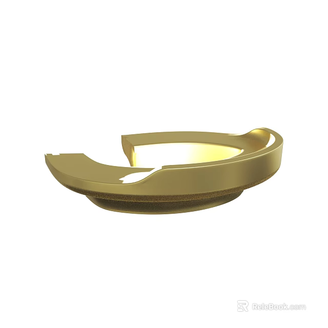 Golden Ring Shaped Component With Notched Edge And Smooth Surface 3d model 