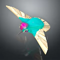 Vibrant Turquoise Hummingbird With Pink Head And Golden Wings In Flight