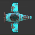Vintage Rusted Teal Metal Airplane Model With Unique Retro Cockpit Design