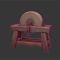 Traditional Manual Household Stone Mill with Wooden Stand Grinding Wheel and Handle