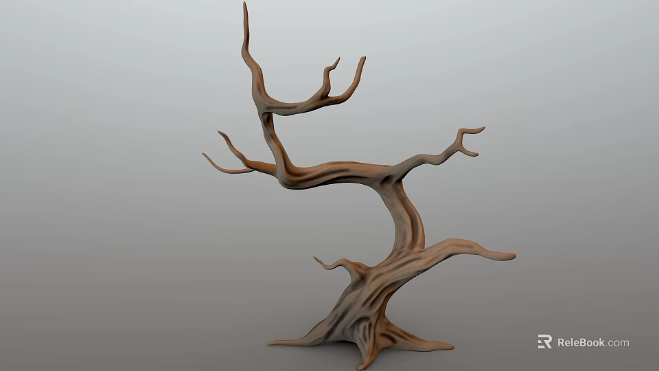 Withered Tree With Twisted Trunk Unique Branches And Natural Texture Structure 3d model 