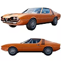Classic Orange Sports Car With Open Door And Classic Interior Design