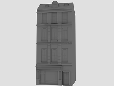 Gray Multi Story Building Model Featuring Four Floors Windows Ground Floor Facade And Top Dome 3d model