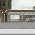 Modern Elegant Property Sales Office Exterior With Warm Soft Lighting And Full Height Glass Facade