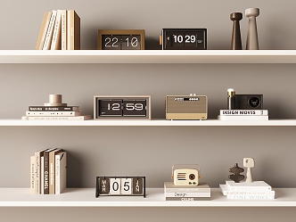 Accessories Ornaments Books Clock Radio Ornaments Nordic Storage Rack 3d model