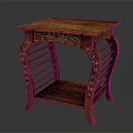 Ornate Wooden Side Table Square Top Carved Legs And Lower Shelf