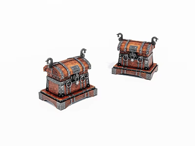Vintage Wooden Treasure Chests With Metal Accents And Decorative Details 3d model