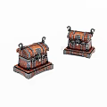 Vintage Wooden Treasure Chests With Metal Accents And Decorative Details