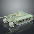 Light Green Tank 3D Model With Cannon Tracks And Dark Surface Reflections 3d model