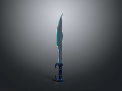 Blue Glowing Sword With Long Blade And Striped Blue Hilt Design 3d model