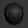 Shiny Black Metallic Tactical Helmet Headwear With Glossy Surface And Futuristic Design