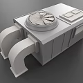 Industrial Equipment With Circular Fan Top Panel Curved Pipes And Robust Design
