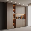Modern Stylish Sideboard With Built in Lighting Storage Cabinets And Coffee Machine