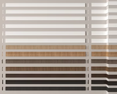 Window Blind Corner Lines With Horizontal Slats In Various Wooden White And Brown Colors 3d model