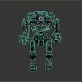 3D Model Mechanical Mech Character With Gray Armor And Red Eyes