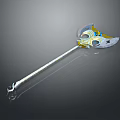 Ornate Decorative Axe With Gold Blue Accents And Elaborate Patterned Handle