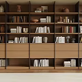 Modern Bookcase Design With Layered Shelves Books Storage Drawers And Decorative Items