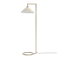 Stylish Modern Floor Lamp Design With Conical Beige Shade And Gold Metal Stand