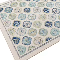 Square Rug With Colorful Geometric Patterns Blue Green White Design For Home Decor