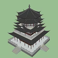 Chinese Tower Building Tower Building Loft 3d model