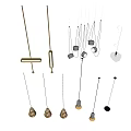 Modern Pendant Lights Featuring Slim Rods And Various Shade Shapes 3d model