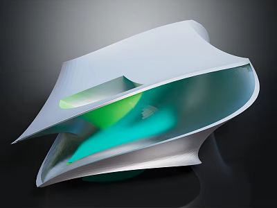 Modern Architecture Featuring Sleek Curved Design White Green Elements And Unique Structure 3d model