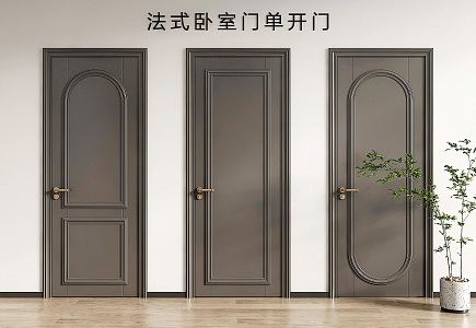 Single door wooden door bedroom door swing door room door 3d model