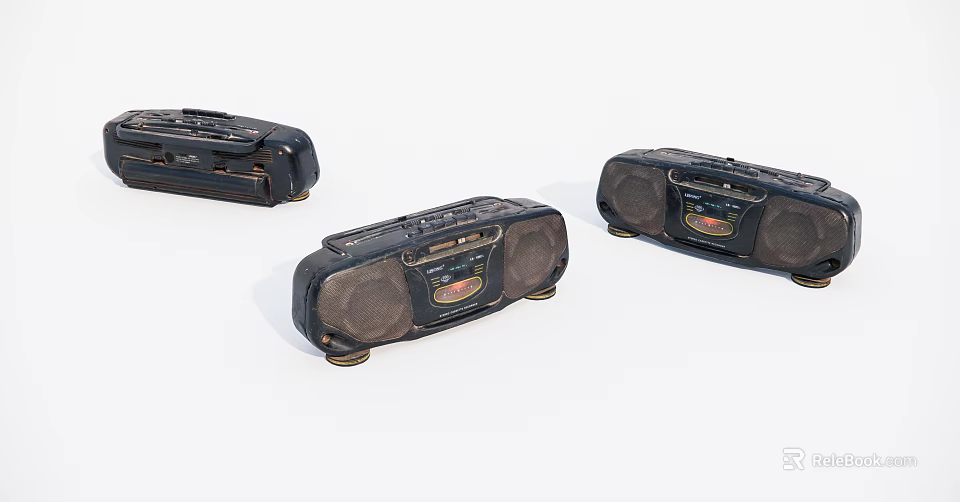 Vintage Black Radios With Classic Design And Speaker Grilles On White Background 3d model 