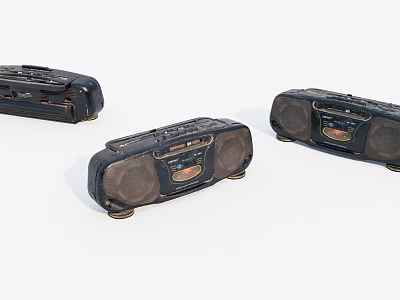 Vintage Black Radios With Classic Design And Speaker Grilles On White Background 3d model