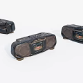 Vintage Black Radios With Classic Design And Speaker Grilles On White Background