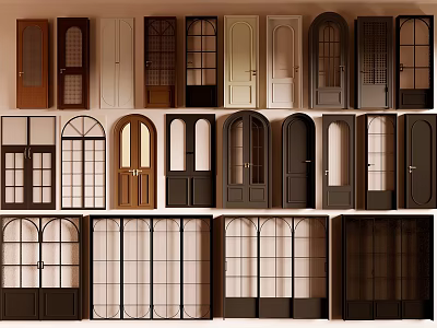 Various Styles Of Doors And Windows With Different Designs And Shapes 3d model