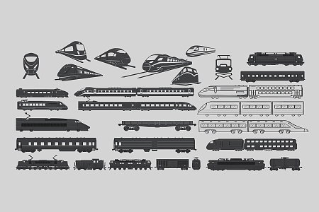 Traffic high-speed rail car front silhouette pattern 3d model