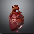 Realistic Human Heart Organ Model With Detailed Red Texture And Dark Background