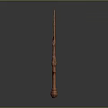 Detailed Carved Wooden Long Staff Weapon With Intricate Decorative Brown Texture