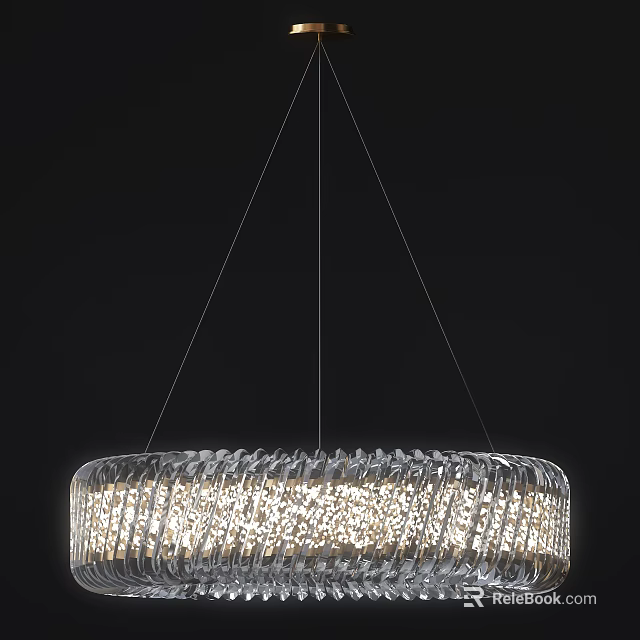Elegant Modern Hanging Crystal Chandelier With Clear Strips And Sparkling Glow 3d model 