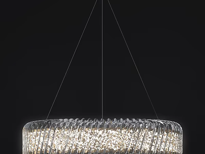 Elegant Modern Hanging Crystal Chandelier With Clear Strips And Sparkling Glow 3d model
