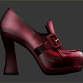 Shiny Red High Heels With Buckle Strap And Fringe Design For Women