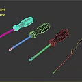 Four Professional Screwdrivers With Black Handles And Silver Shafts On Gray Background
