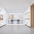 Modern Service Hall Interior With Large Digital Screen And Data Center Exhibits