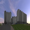Modern High Rise Residential Building With Glass Facade And Green Landscaping