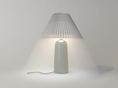 Modern Minimalist Table Lamp With White Pleated Shade And Cylindrical Base 3d model