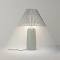 Modern Minimalist Table Lamp With White Pleated Shade And Cylindrical Base