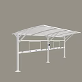 White Modern Canopy Structure With Supporting Poles And Outdoor Roof Design