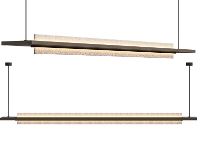 Modern Linear Pendant Lights with Black Frame and Frosted Glass Shade for Kitchen Island 3d model
