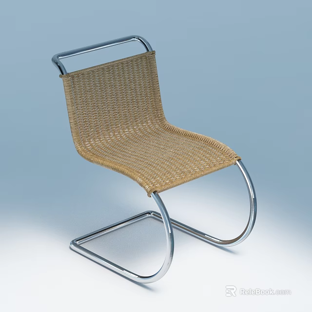Modern Woven Single Chair With Silver Metal Frame And Comfortable Design 3d model