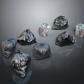 Household Essential Trash Bags Multiple Tied Black Silver Garbage On Reflective Surface