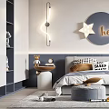Modern Kids Room Interior With Hello Decor Star Accent Desk And Cozy Bed