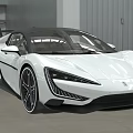 White Modern Sports Car With Sleek Aerodynamic Body And Black Roof Design