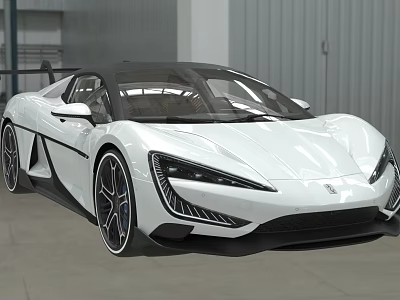 White Modern Sports Car With Sleek Aerodynamic Body And Black Roof Design 3d model White Modern Sports Car With Sleek Aerodynamic Body And Black Roof Design 3d model